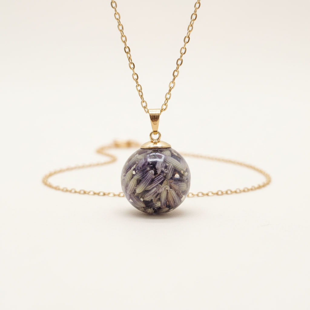 Lavender Sphere Necklace Front View