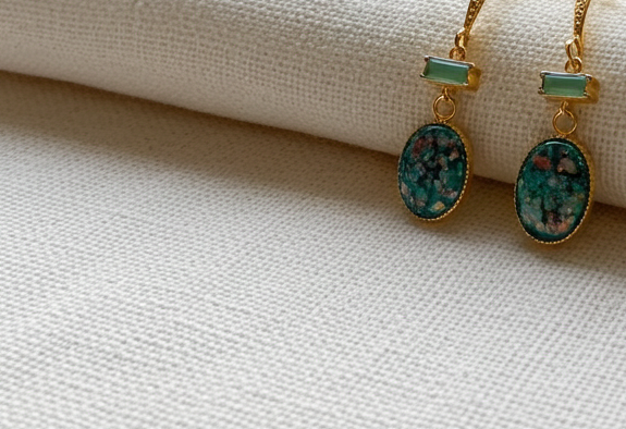 Aquamarine Botanical Drop Earrings