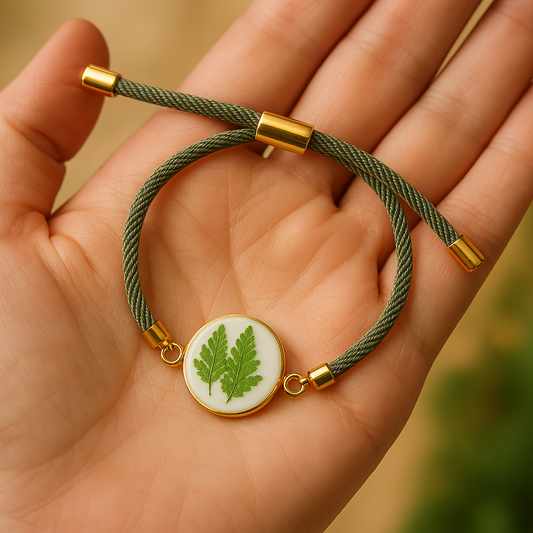 Handmade fern leaf bracelet, elegant Irish botanical jewelry from Botanic Gems Jewelry