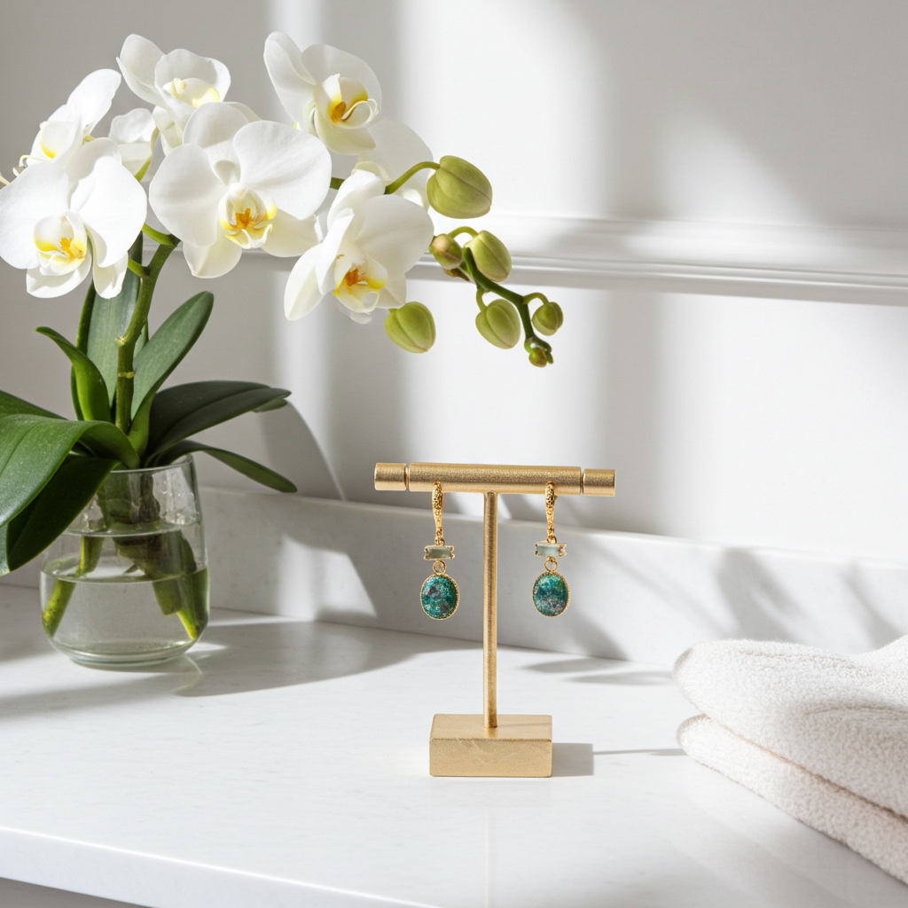 Aquamarine Botanical Drop Earrings