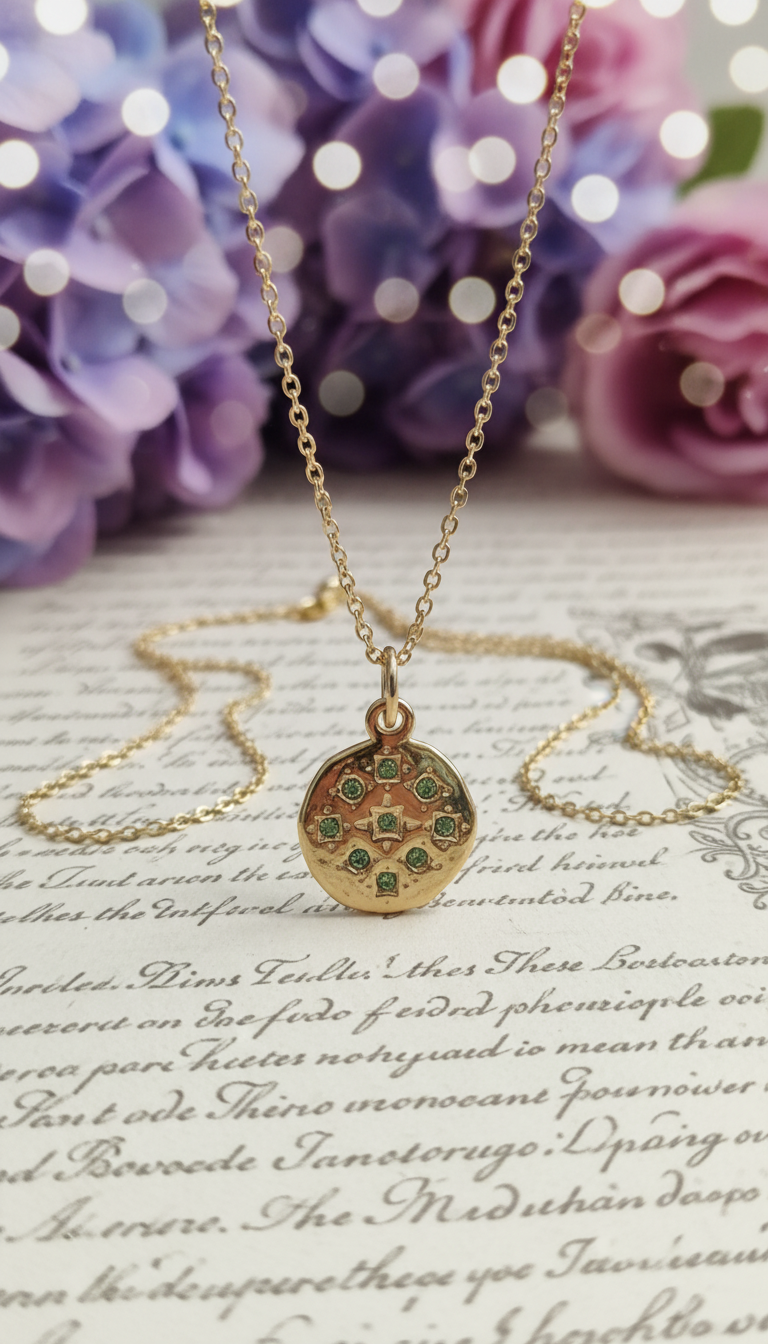 Handcrafted botanical jewelry with green stones and flowers