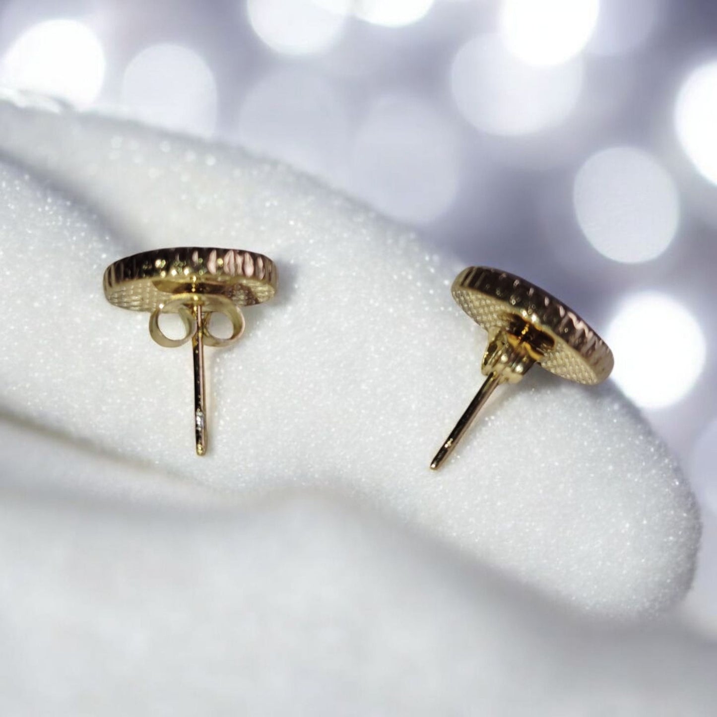 Real pressed forget me not flower earrings botanical jewelry handmade with gold vintage frame