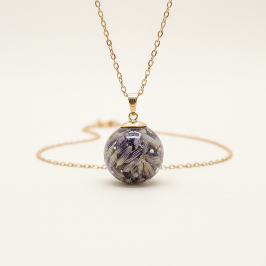 Lavender Sphere Necklace Front View