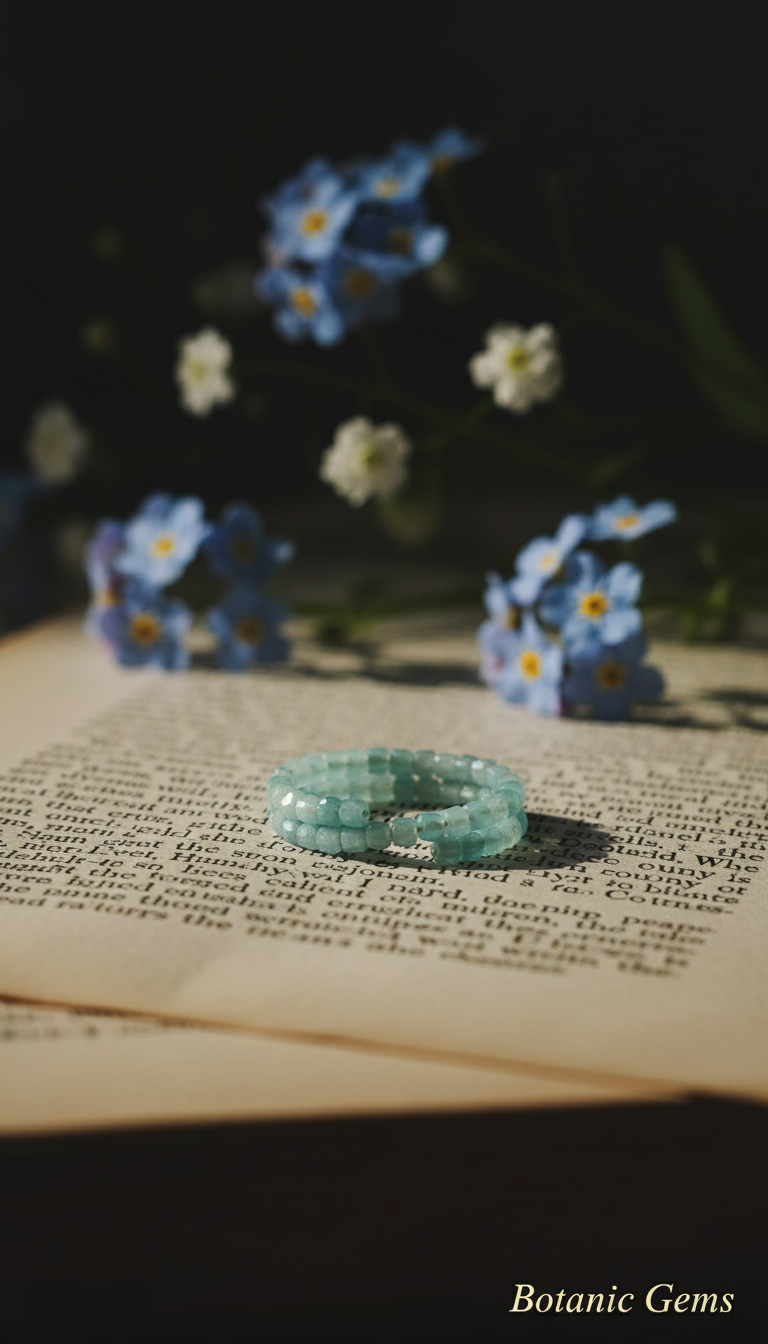 Aquamarine ring with raw crystal stone Irish artisan jewelry