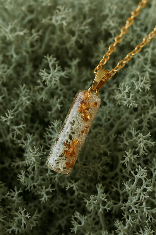 Handmade real lichen pendant necklace, Irish botanical jewelry by Botanic Gems Jewelry