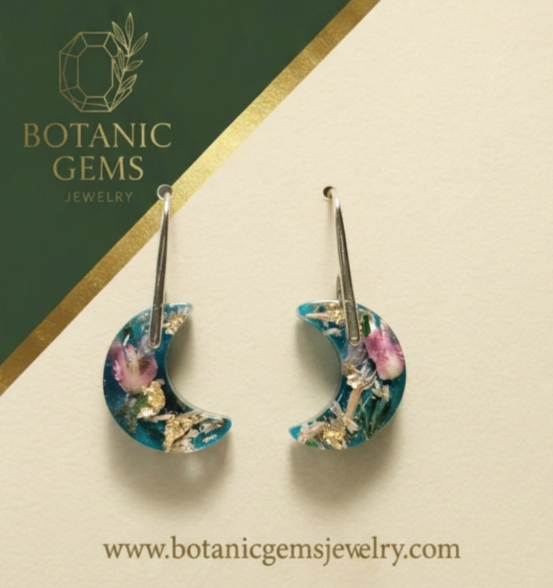 Blue Moon Botanical Earrings | Real Preserved Flowers | Handmade in Ireland