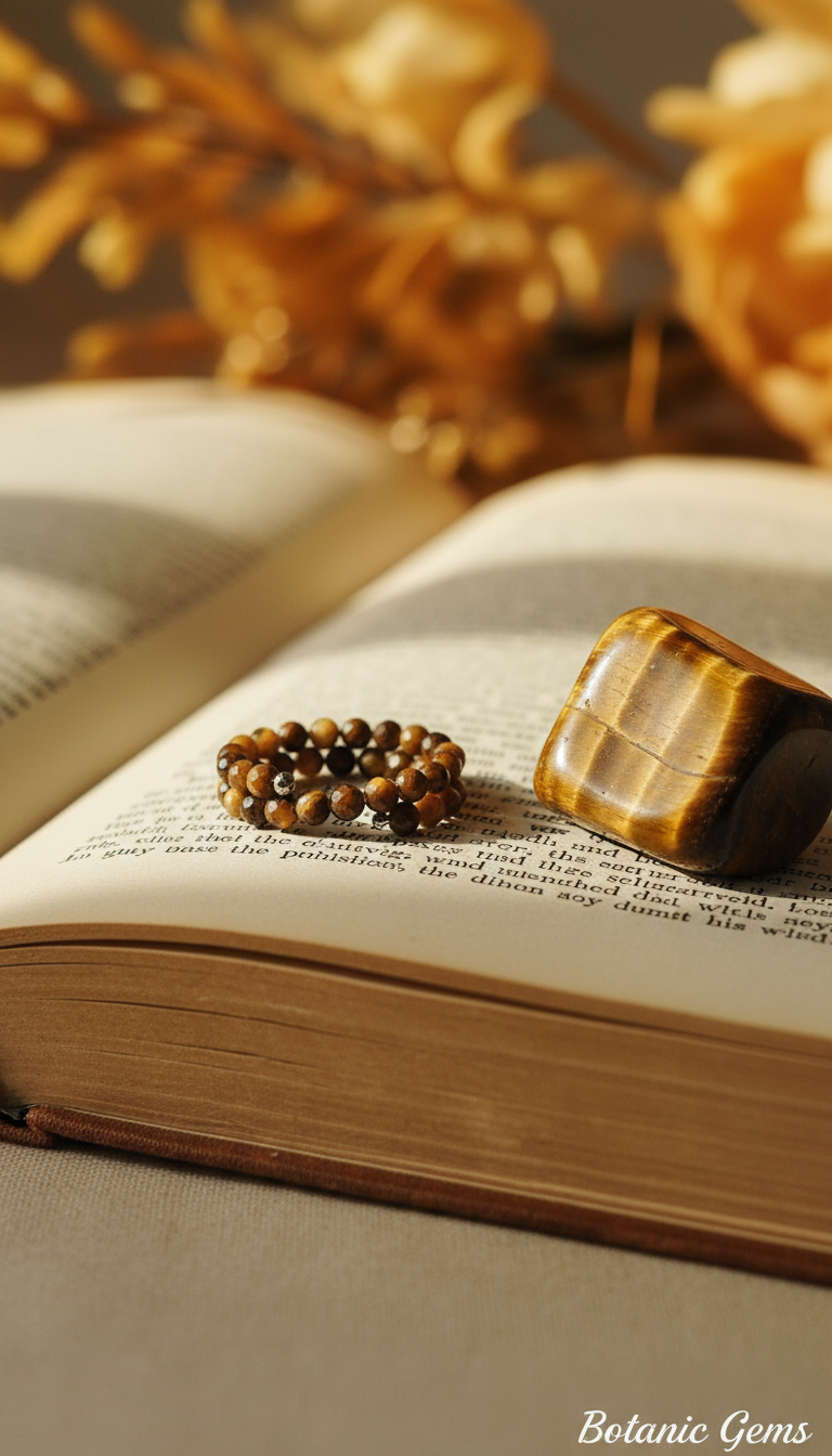 Natural tiger eye stone ring worn on finger Botanic Gems